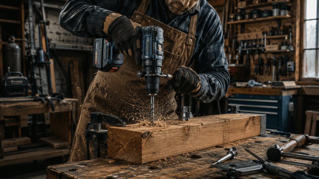 Premium power tool used for heavy-duty workshop work.
