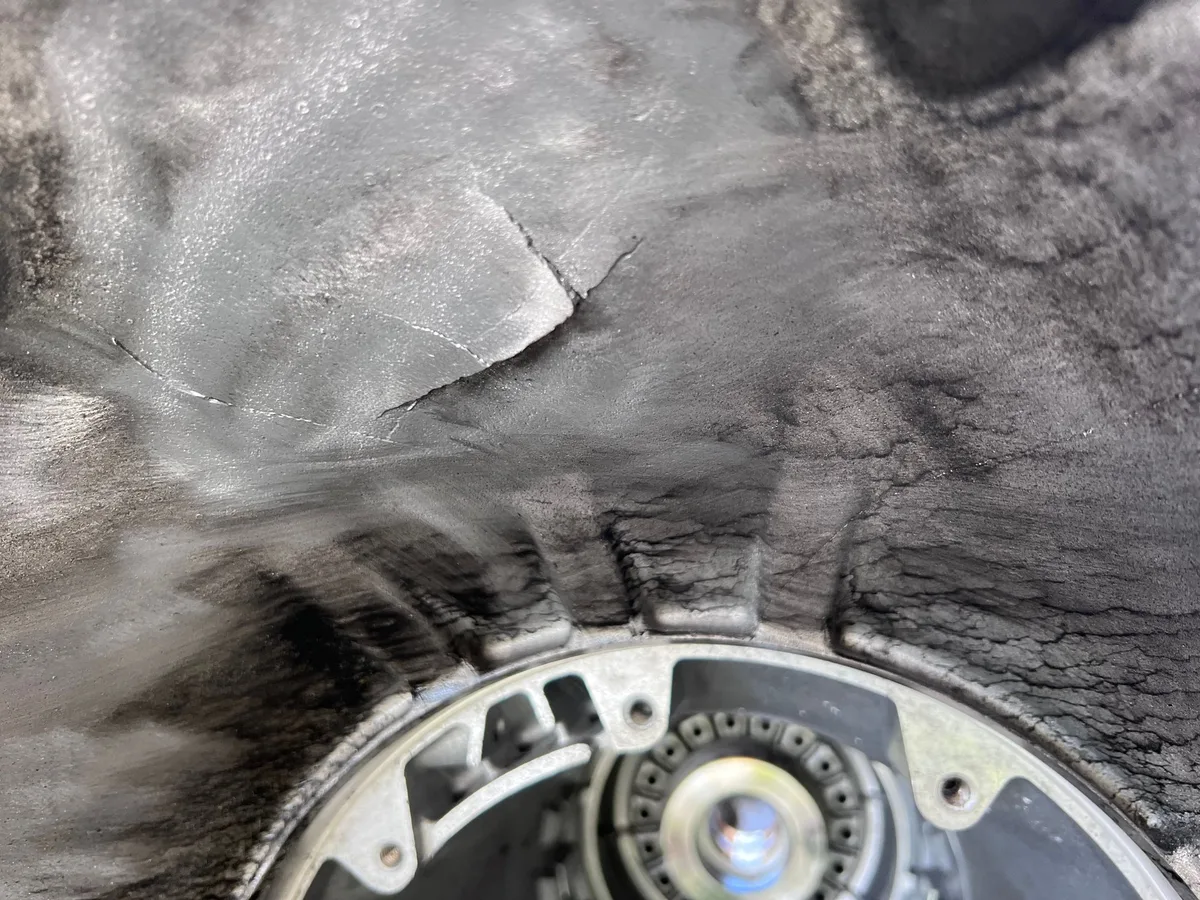 Hammer damage cracked bell housing